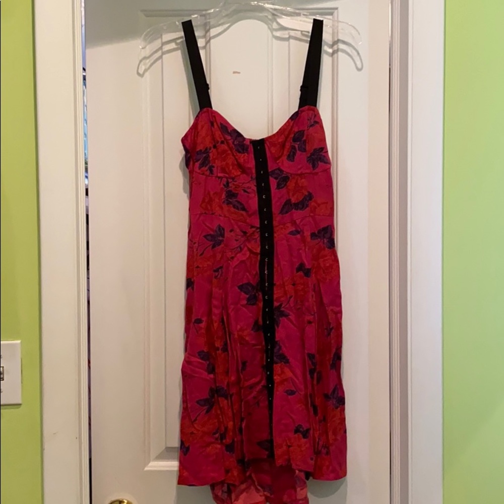 Never worn pink floral wide strap dress